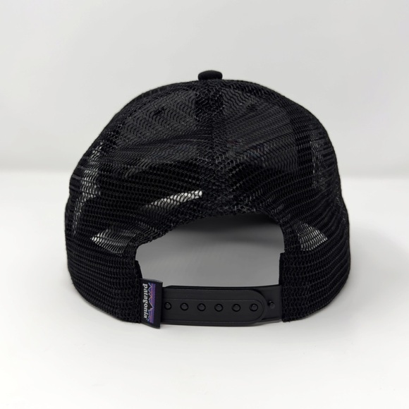 Patagonia Fitz Roy Trout Trucker Hat Black Embroidered Snapback Mesh - Picture 4 of 5